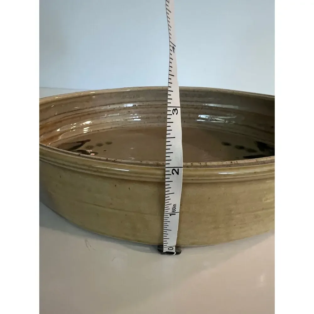 Beautiful Glazed Pottery Two Handle Serving Dish One of a Kind Vintage JL
